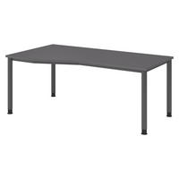 SCHREIBTISCH Serie-H Gestell: Graphit 100/180/74 cm in Graphitfarben - Graphitfarben, Holzwerkstoff (100/180/74cm) - bümö