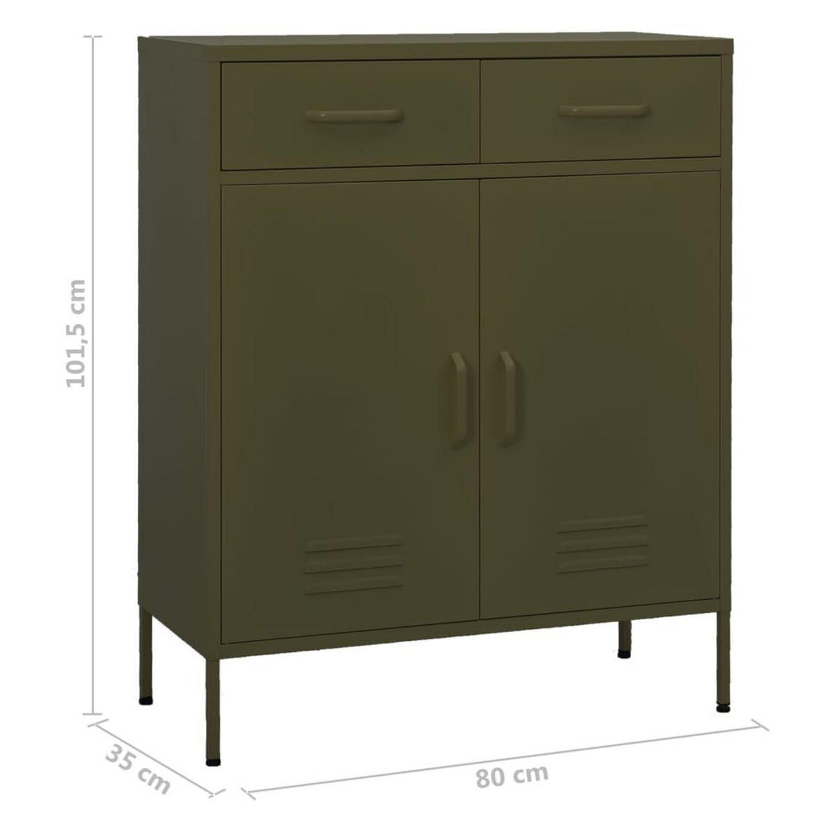 LAGERSCHRANK Olivgrün 80/35/101,5 Cm Stahl - Grün, Metall (80/101.5/35cm) - vidaXL