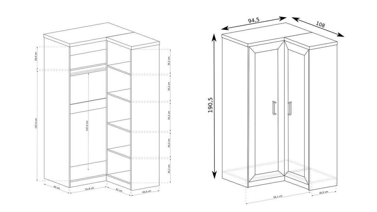 DREHTÜRENSCHRANK UDINE 110/190/57 cm 2-türig Braun - Braun, Holzwerkstoff (110/190/57cm) - MASSENO