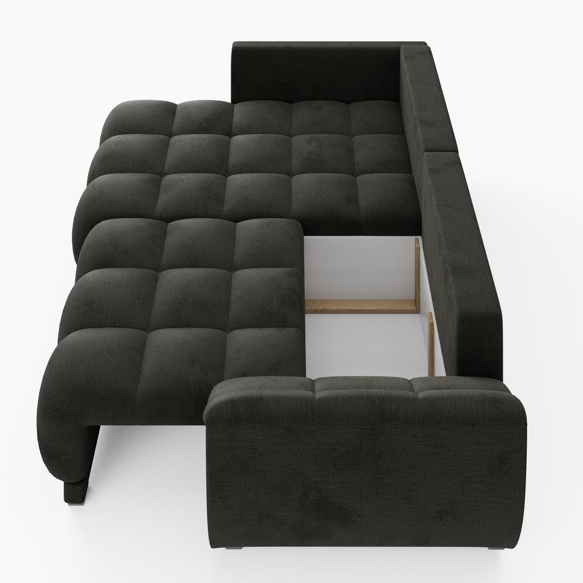 ECKSOFA LARGO Links Gelb Velours-Stoff L-Form Couch mit Schlaffunktion & Bettkasten - Gelb/Schwarz, Holz (180/285cm) - Barchello