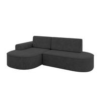 ECKSOFA mit Schlaffunktion und Bettkasten Ottomane Links MARI-L1-S - 283x167x85 cm Dunkelgrau Velours - Dunkelgrau/Schwarz, Holzwerkstoff/Kunststoff (283/167cm) - ALTDECOR