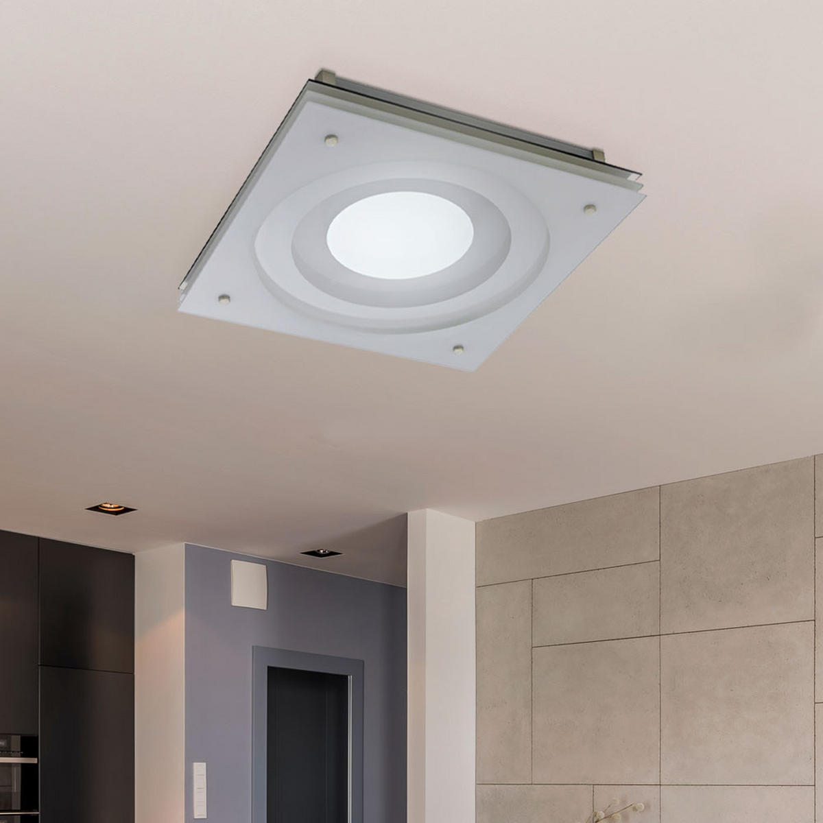 LED DECKENLEUCHTE Metall Glas Silber Weiß - Silberfarben, Glas (38/38/8.5cm)