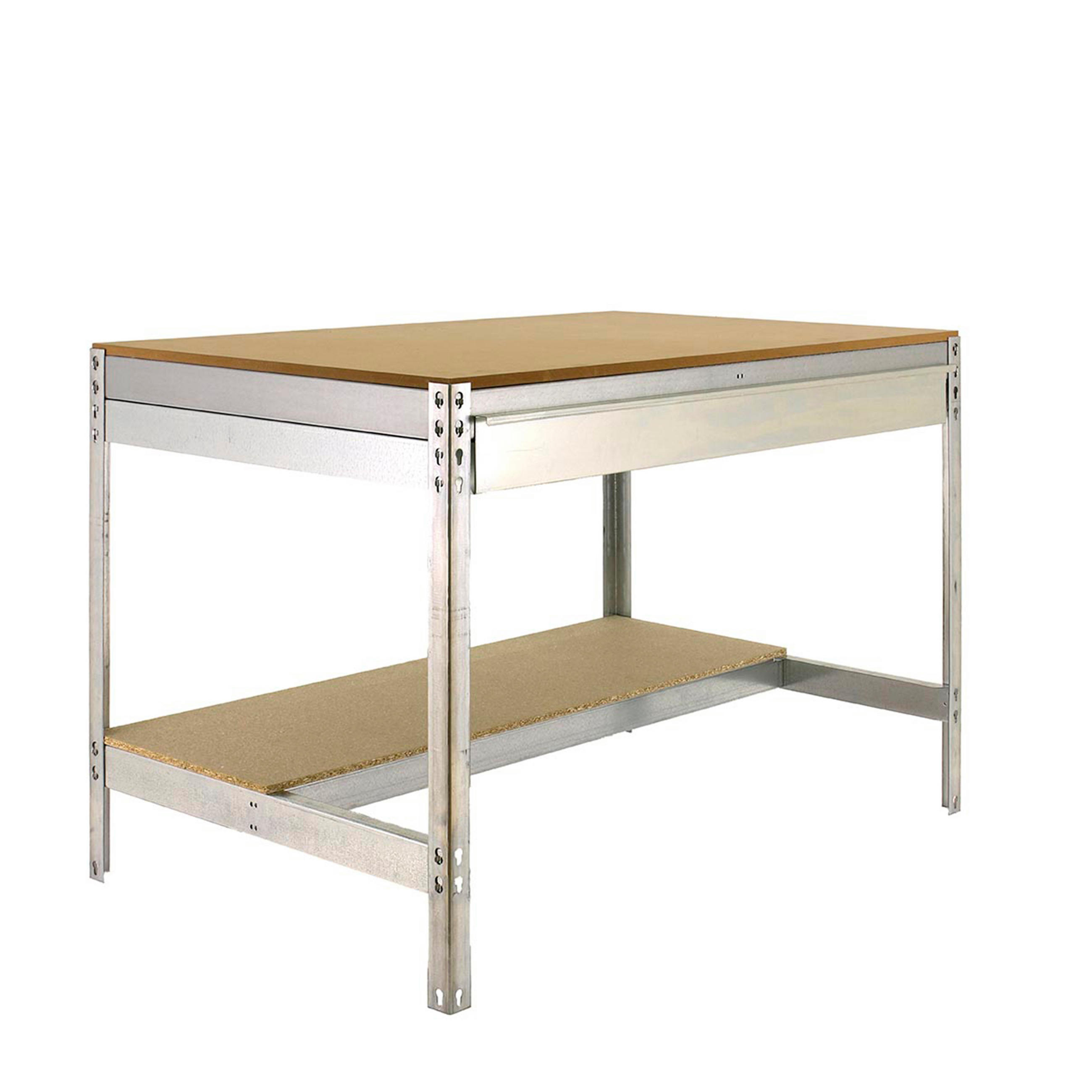 WERKBANK BUFFALO mit Schubfach | HxBxT 84x150x76cm | Traglast 600kg | Verzinkt - Silberfarben, Metall (150/84/76cm) - PROREGAL
