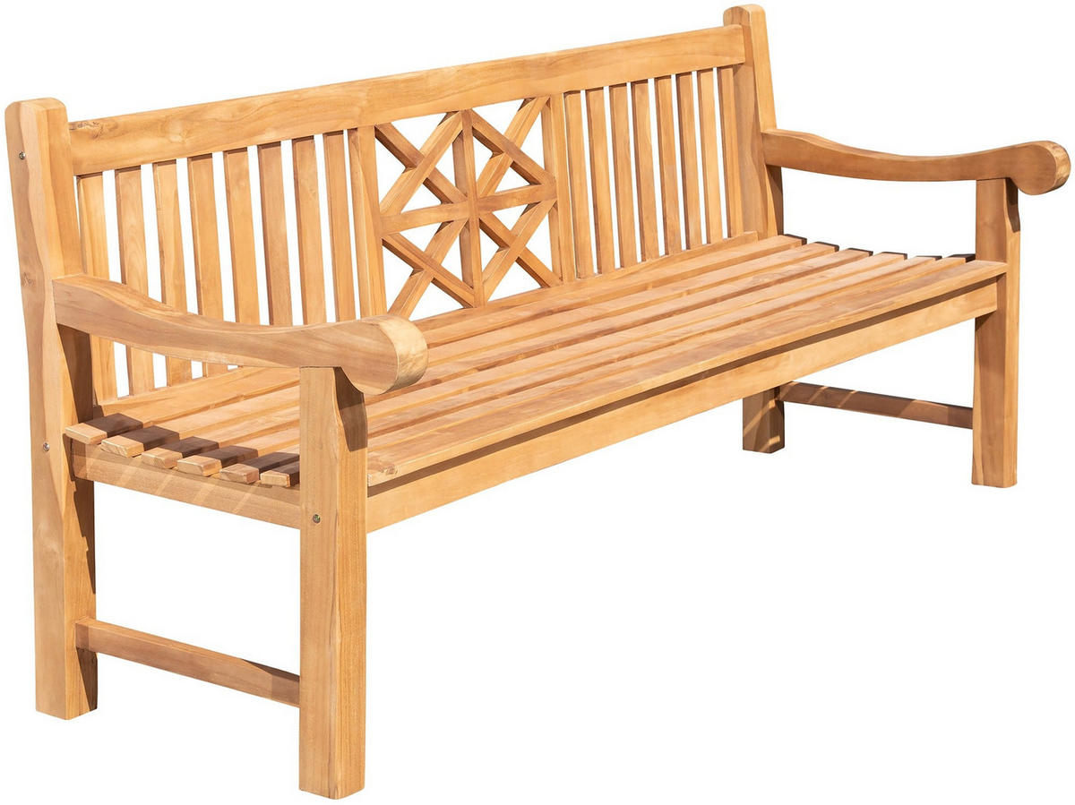 GARTENBANK Teakbank Vuzar Holz Teak Holzbank 220cm - Teakfarben, Holz (220/92/72cm) - DELUKE