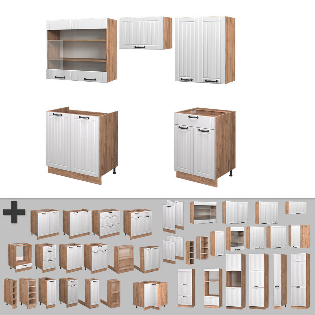 KUCHYŇSKÝ KOUT Fame-Line Bílý venkovský dům - bílá/medově dubová, kompozitní dřevo (200/81.6/60cm) - Vicco