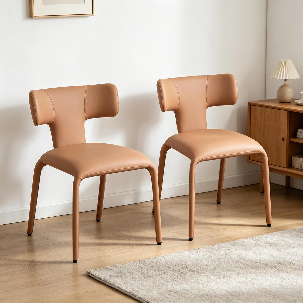 STUHL-SET DE-36169 2 Stück mit gebogener Rückenlehne Hellbraun - Hellbraun, Metall (53/78/53cm) - ComfortXL