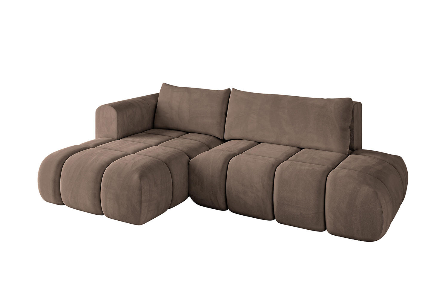 ECKSOFA Ottomane Links CLOUD-L 289x180x40 Braun Velours - Braun, Holzwerkstoff/Kunststoff (180/289cm) - ALTDECOR