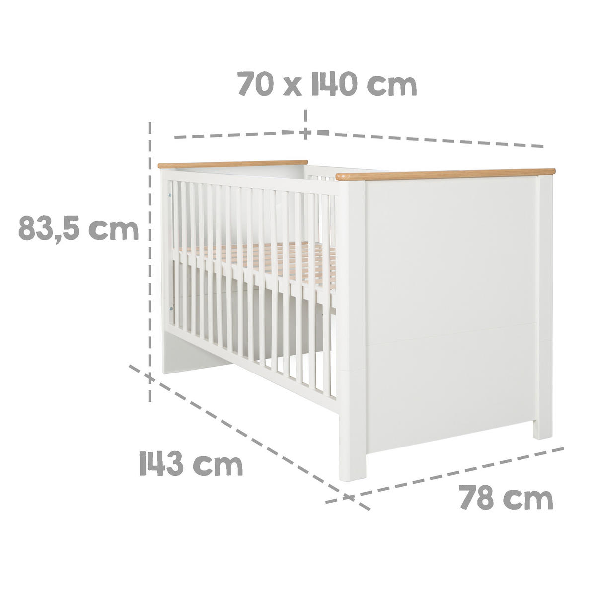 BABYZIMMER-SET Ava 3-teilig - Weiß, Holzwerkstoff (138.5/200/119cm) - Roba