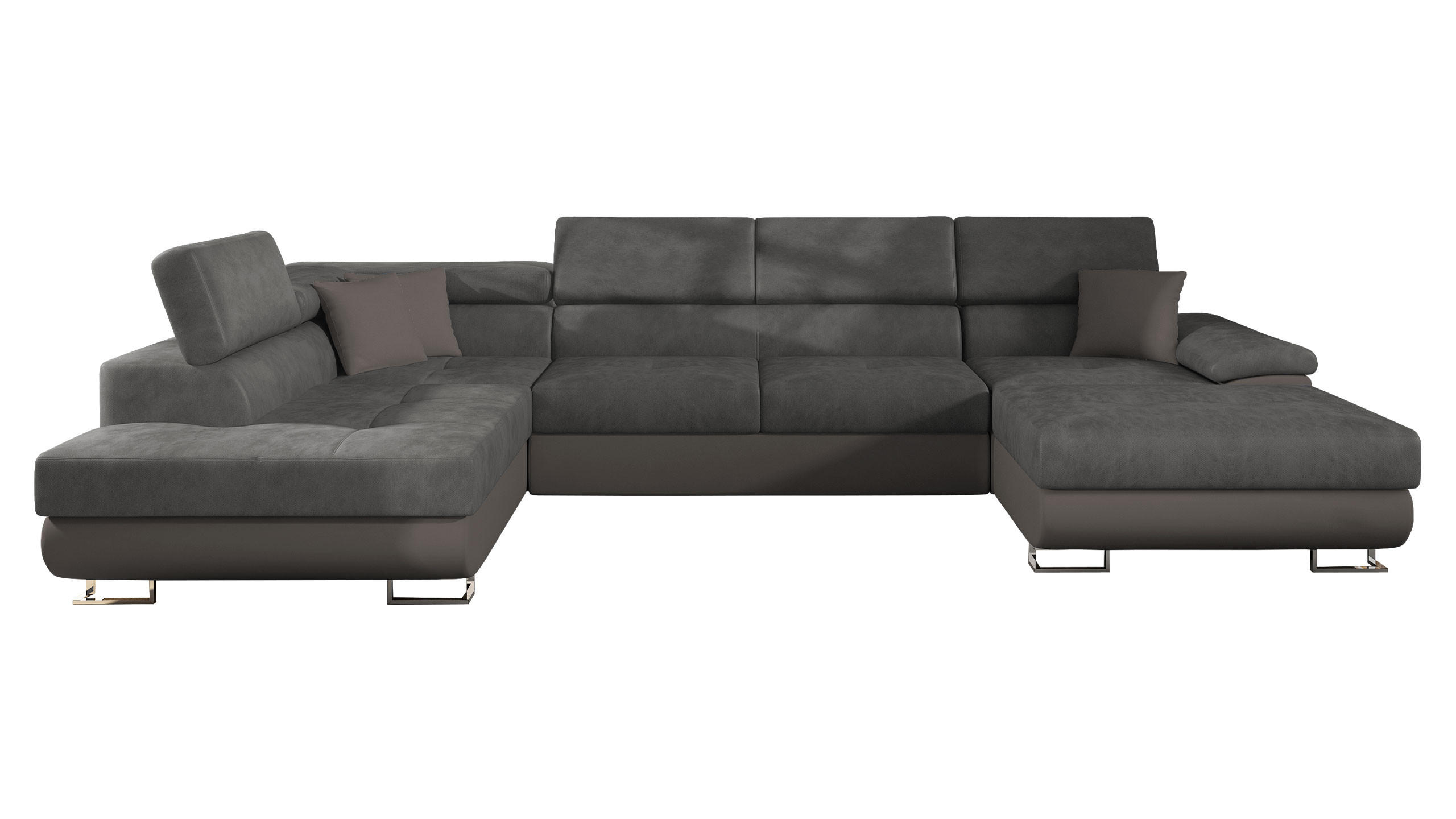 WOHNLANDSCHAFT Cotere Bis, Seite: Links - Dunkelgrau, Holz (345/91/202cm) - MIRJAN24