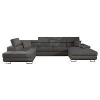 WOHNLANDSCHAFT Cotere Bis, Seite: Links - Dunkelgrau, Holz (345/91/202cm) - MIRJAN24