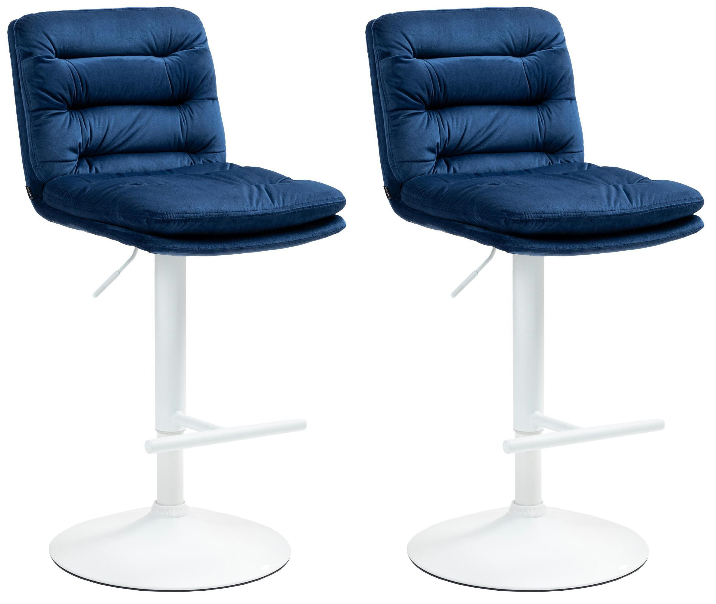 BARHOCKER 2er Set Samt blau - Blau/Weiß, Textil/Metall (42/94/56cm) - CLP