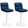 BARHOCKER 2er Set Samt blau - Blau/Weiß, Textil/Metall (42/94/56cm) - CLP