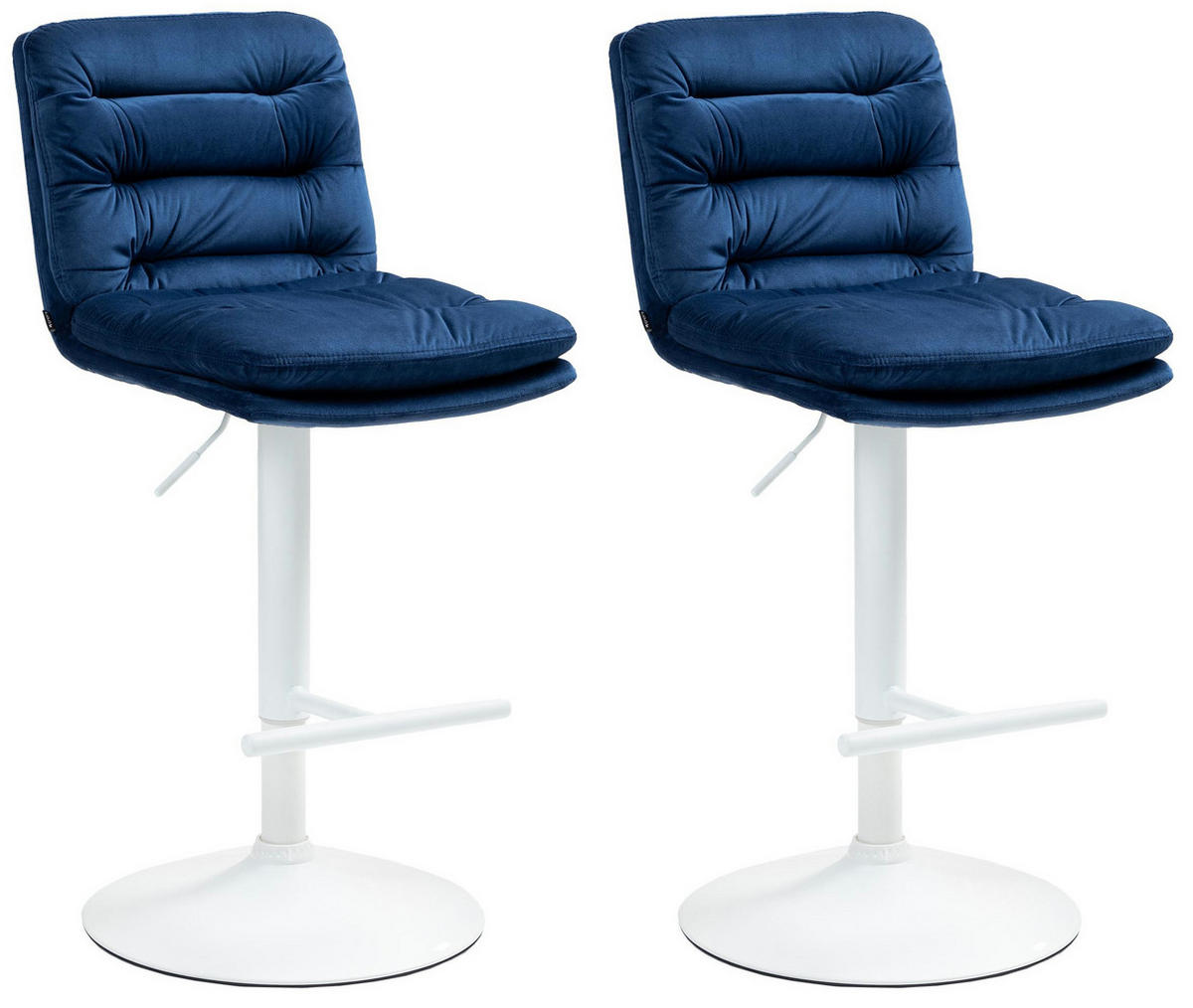 BARHOCKER 2er Set Samt blau - Blau/Weiß, Textil/Metall (42/94/56cm) - CLP