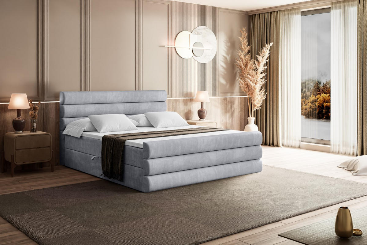 BOXBETT CELESTIA-Z - 140x200 cm - H4 - Hellgrau - Hellgrau, Holzwerkstoff (140/200cm) - ALTDECOR