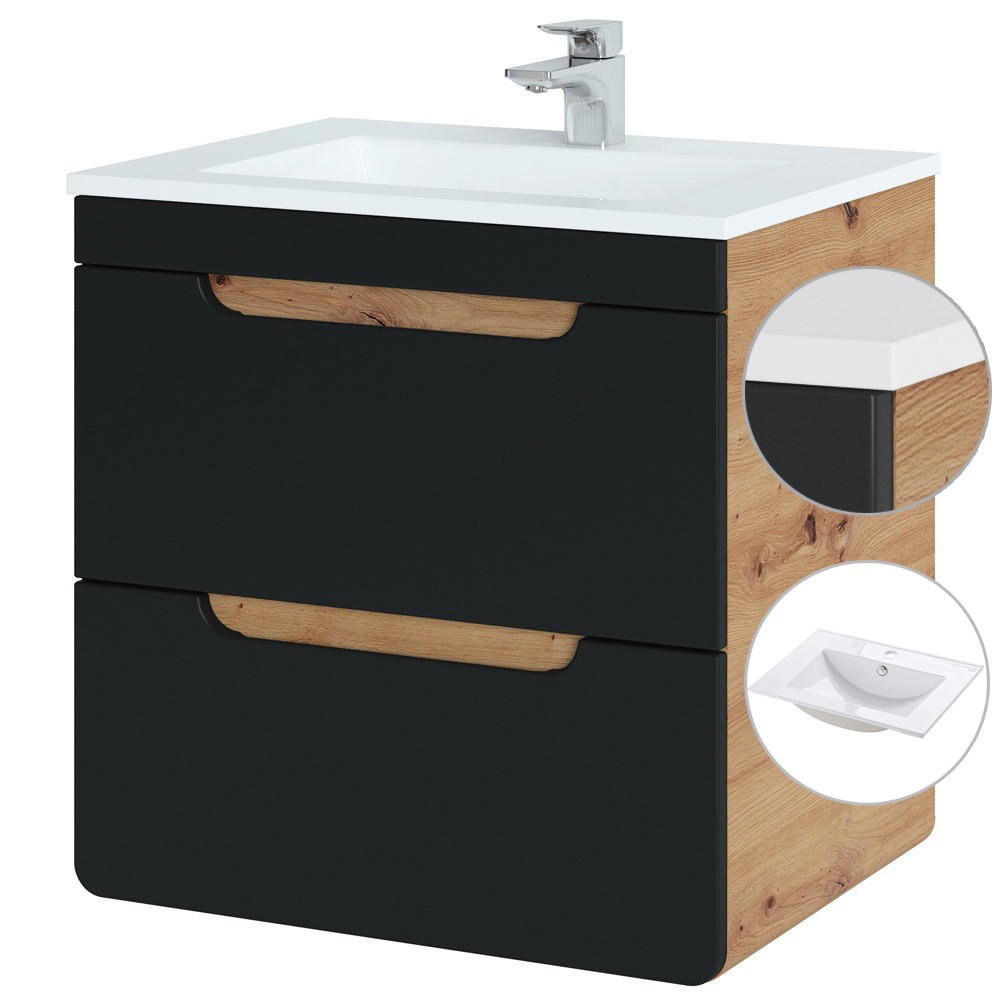 WASCHTISCH NEW-LUTON-103 New - Anthrazit, Holzwerkstoff (61/61/46cm) - Lomado