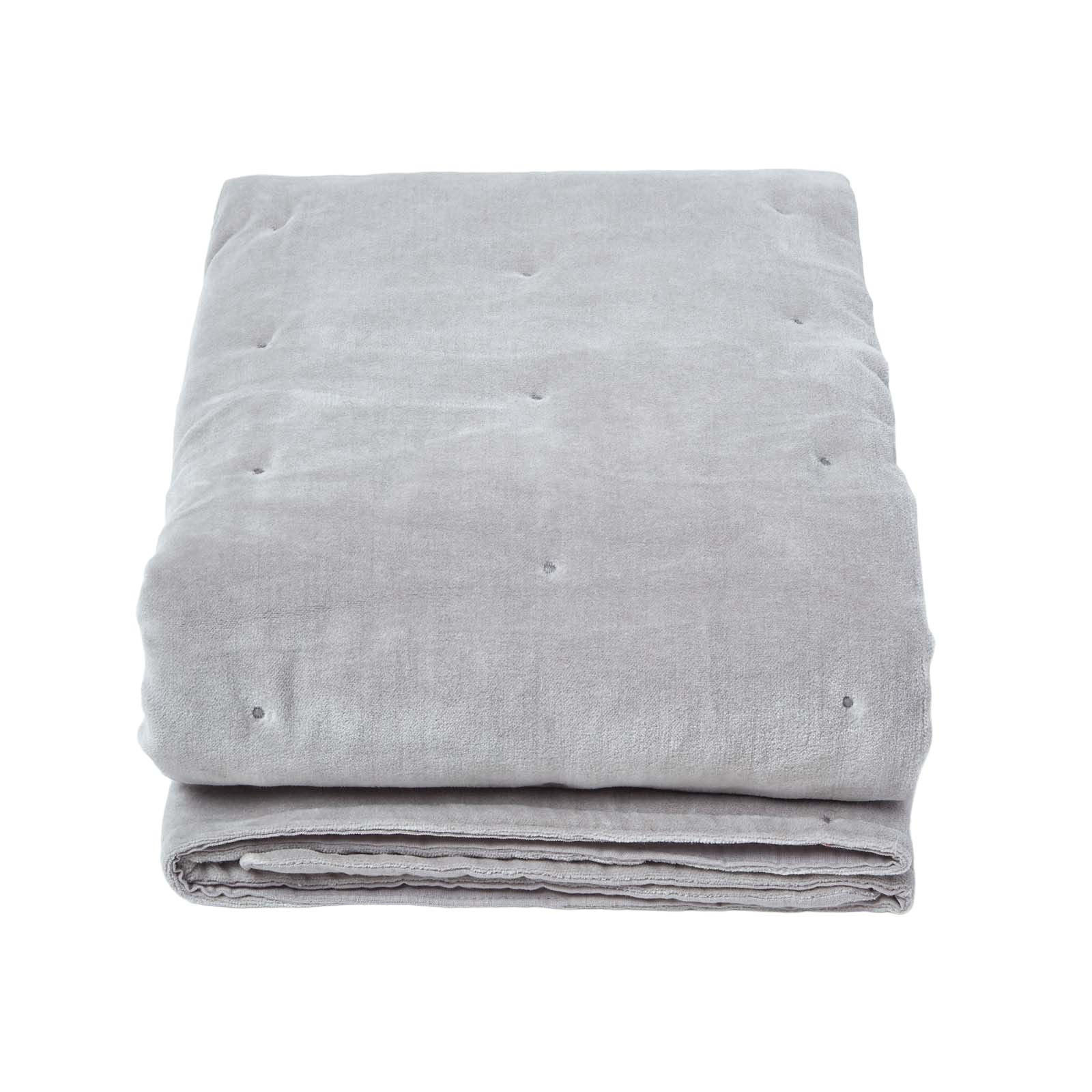 SAMT-KUSCHELDECKE 120/150 cm, Baumwolle wattiert - Hellgrau, Textil (125/150cm) - Homescapes