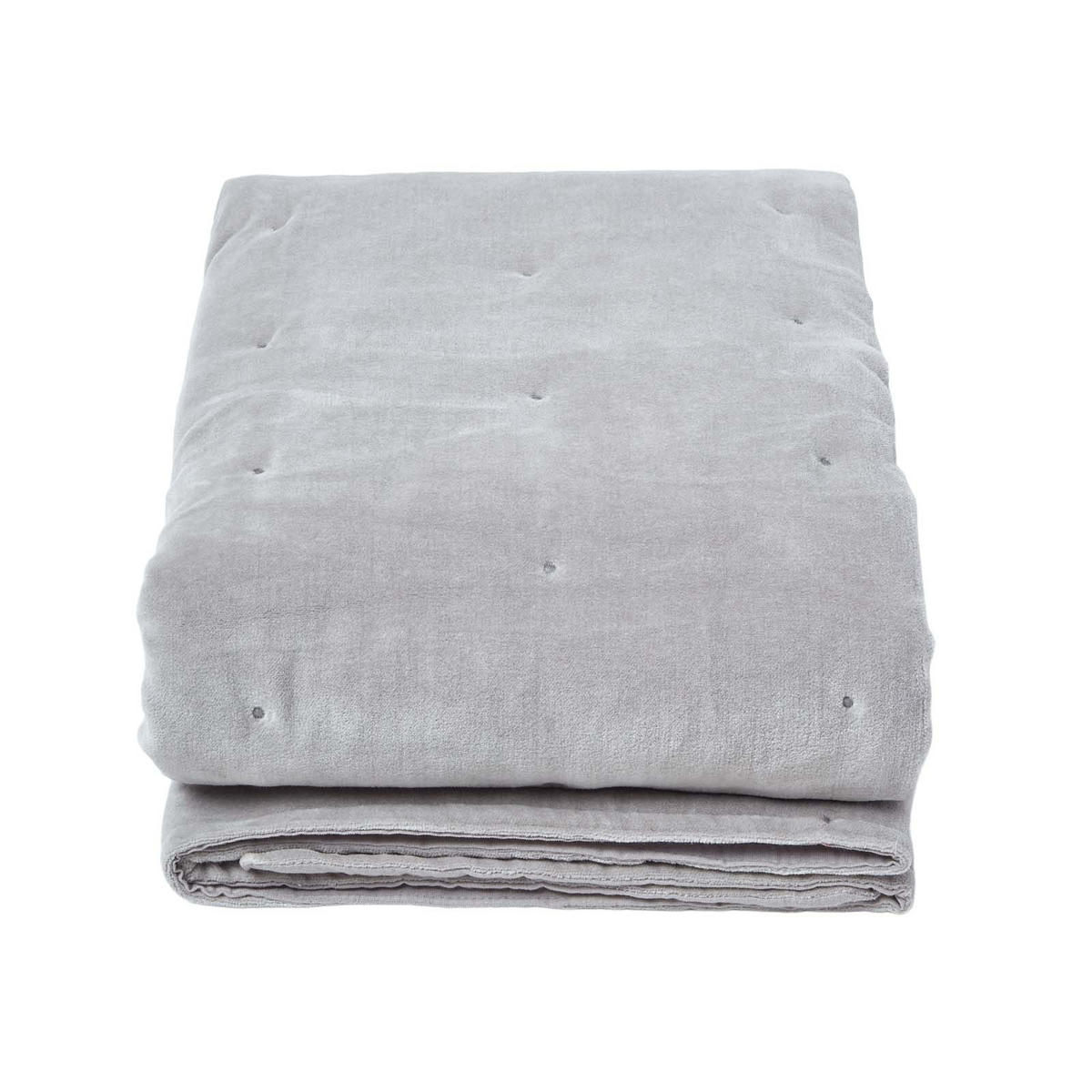 SAMT-KUSCHELDECKE 150/200 cm, Baumwolle wattiert - Hellgrau, Textil (150/200cm) - Homescapes