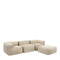 SITZSACK-SOFA 4-tlg. ZEN: 2 Ecksessel, Sessel, Fußstütze - Beige, Textil (550/68/100cm) - icon