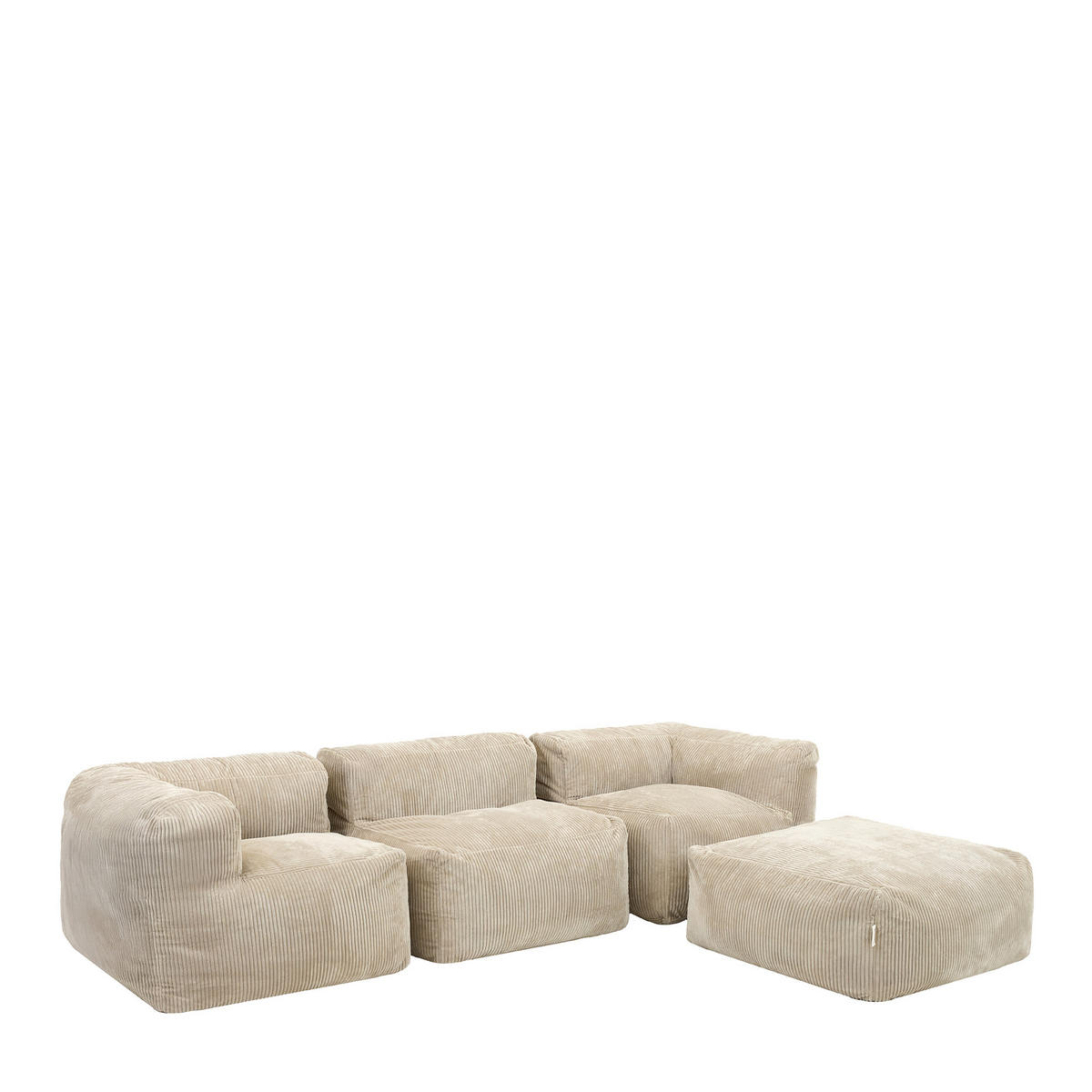 SITZSACK-SOFA 4-tlg. ZEN: 2 Ecksessel, Sessel, Fußstütze - Beige, Textil (550/68/100cm) - icon
