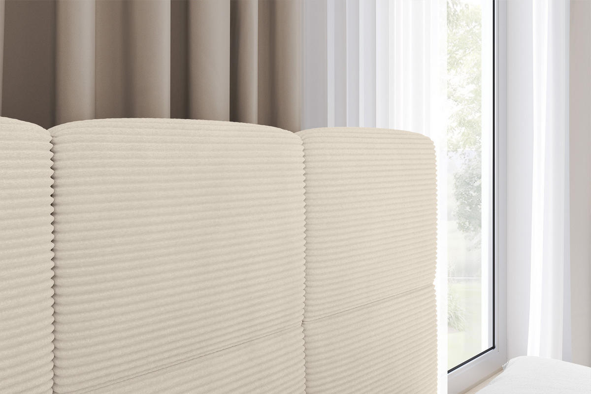EINZELBETT Jugendbett mit Bettkasten Links, mit Matratze - LIVY 100x200 Beige - Sandfarben, Holzwerkstoff/Textil (100/200cm) - ALTDECOR