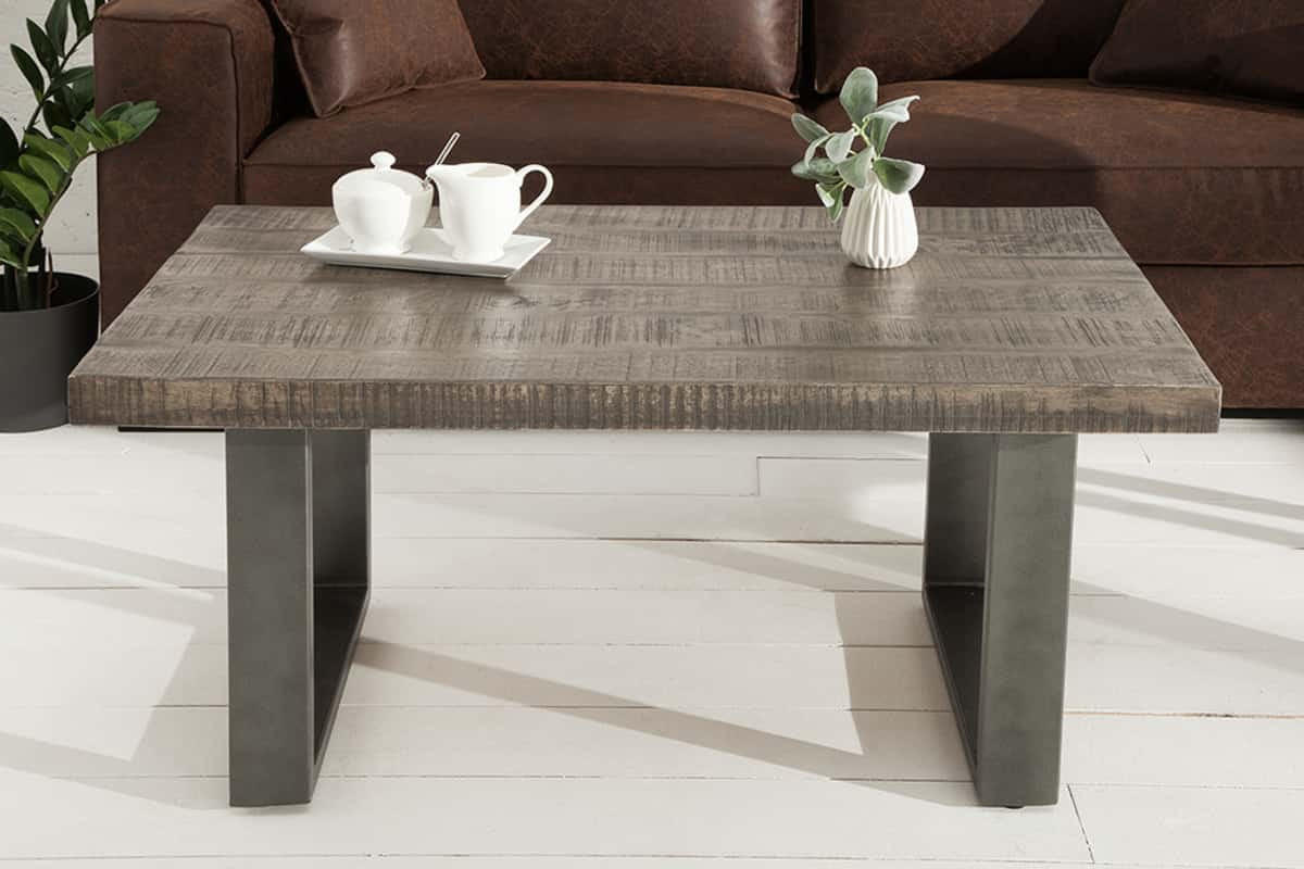 COUCHTISCH IRON CRAFT Mango kufen Grau 100cm - Grau, Holz/Metall (60/100/46cm) - riess-ambiente
