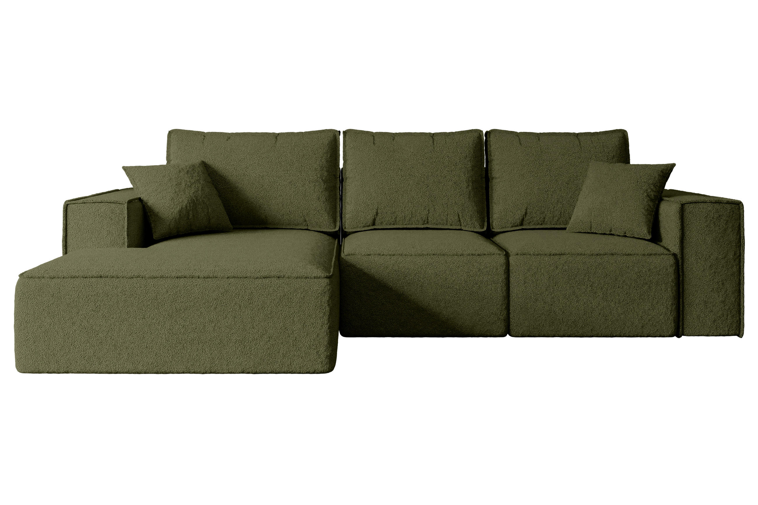 ALTDECOR ROHOVÁ SEDACÍ SOUPRAVA s funkcí lůžka a úložným prostorem SERRA-L-S – 266x161x87 cm, zelená buklé