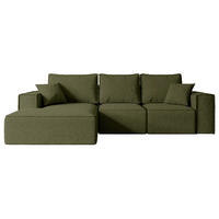 ECKSOFA mit Schlaffunktion und Bettkasten SERRA-L-S - 266x161x87 cm Grün Bouclé - Schwarz/Grün, Holzwerkstoff/Kunststoff (266/161cm) - ALTDECOR