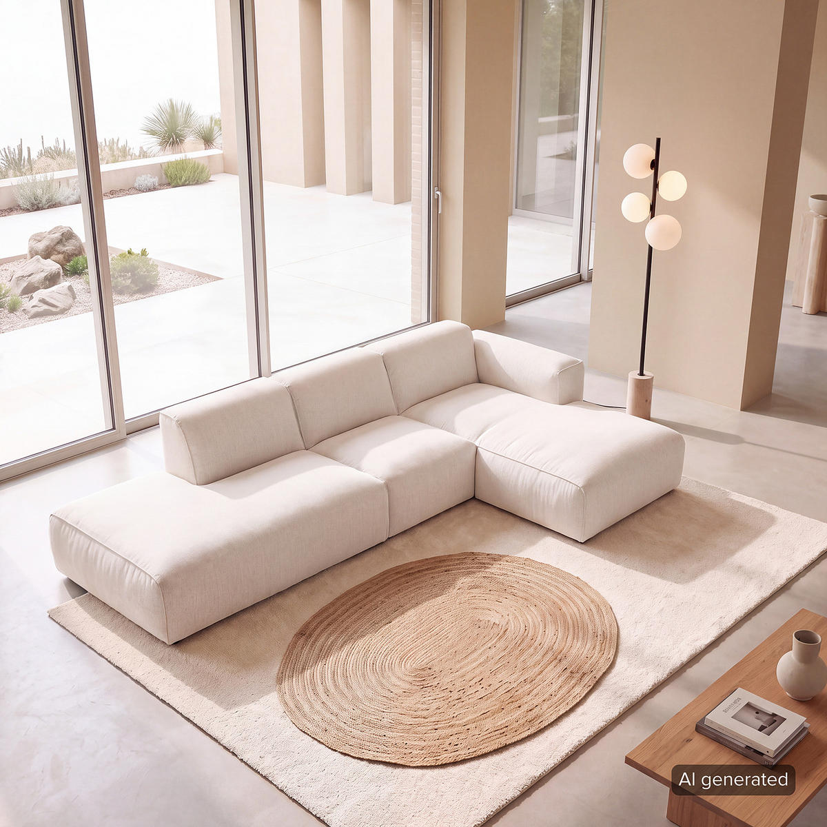 ECKSOFA mit Chaiselongue - Beige/Schwarz, Kunststoff/Textil (290/173cm) - home24