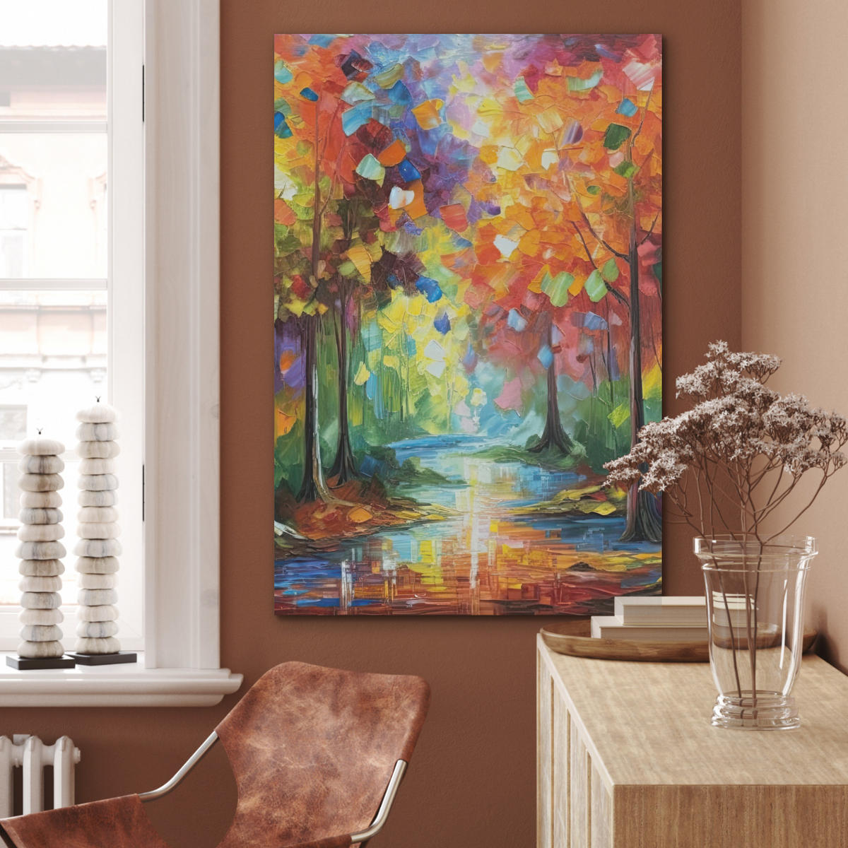 AKUSTIKBILD Landschaft - Wald - Farben - Natur Wanddeko 70x100 cm - Multicolor, Textil (70/100/0.9cm) - MuchoWow