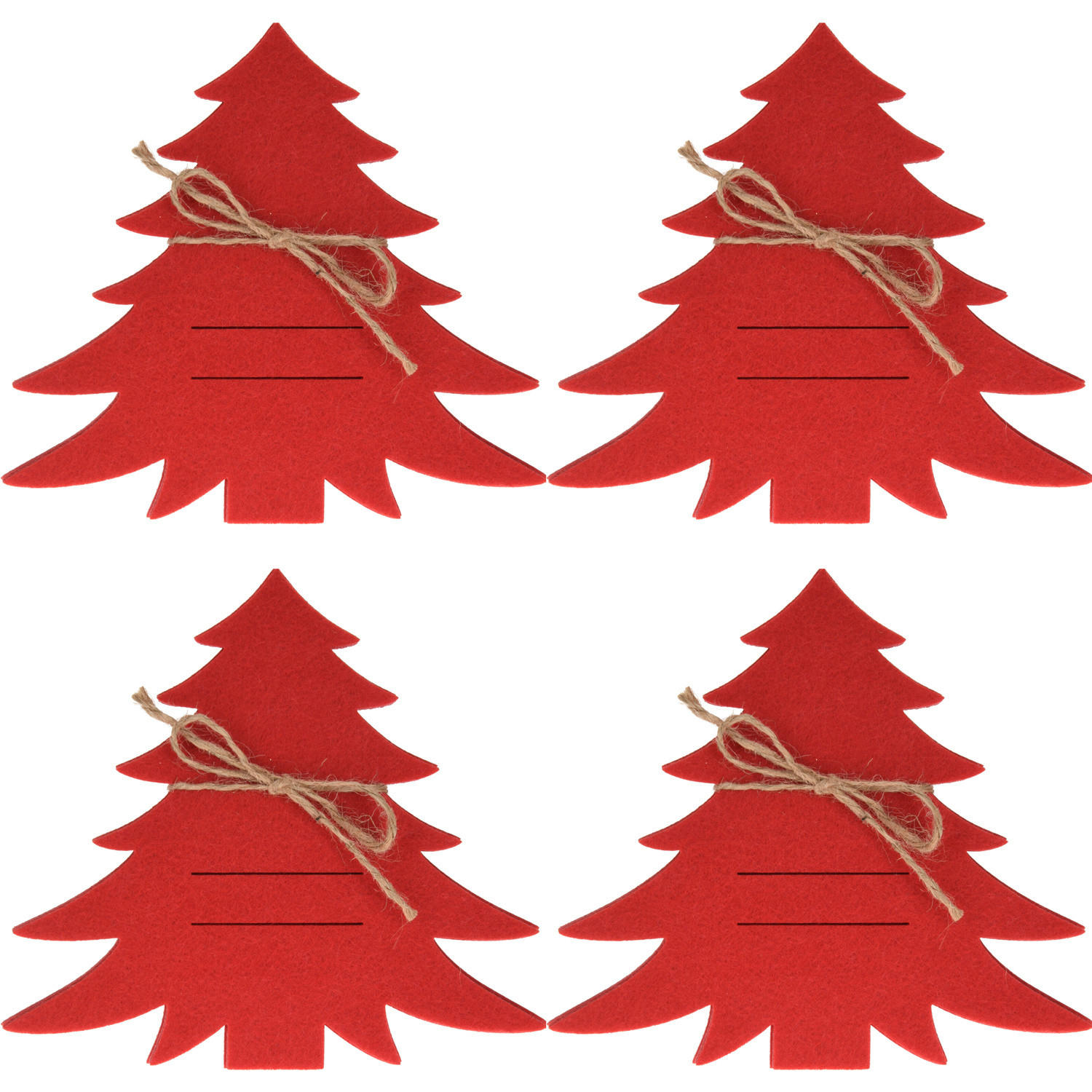 BESTECKTASCHEN Weihnachtsbaum 4er-Set 19,5/1,5/18,5 cm - Rot, Textil (1.5/18.5/19.5cm) - Home Styling Collection