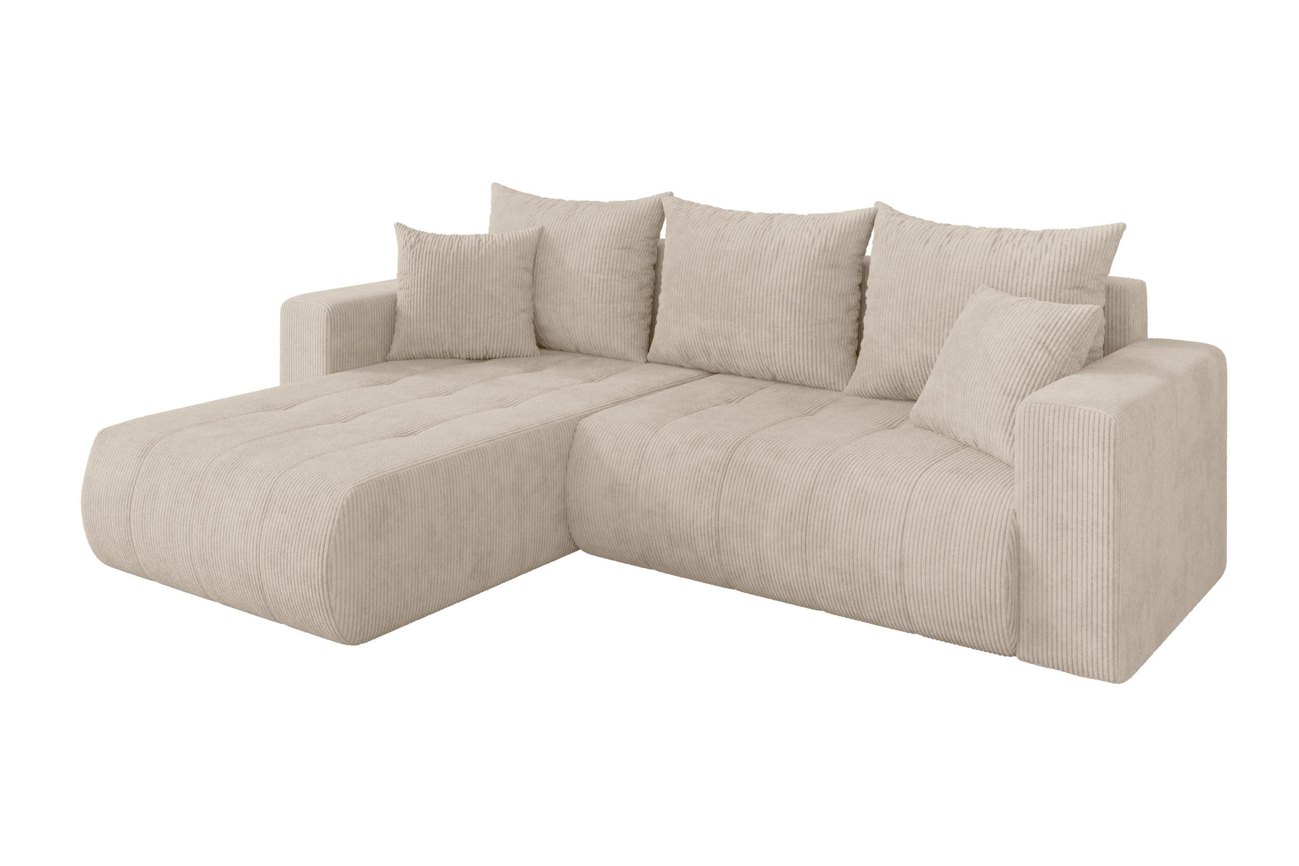 ROHOVÁ SEDAČKA s funkcí spaní, otoman vlevo MILA-L 277x194x86 béžová manšestr - černá/béžová, kompozitní dřevo/textil (277/194cm) - ALTDECOR