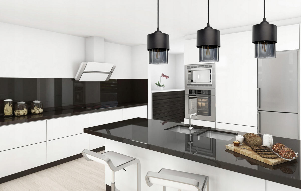 PENDELLEUCHTE Hege - Transparent/Anthrazit, Glas/Metall (12/12/70cm) - kiki design