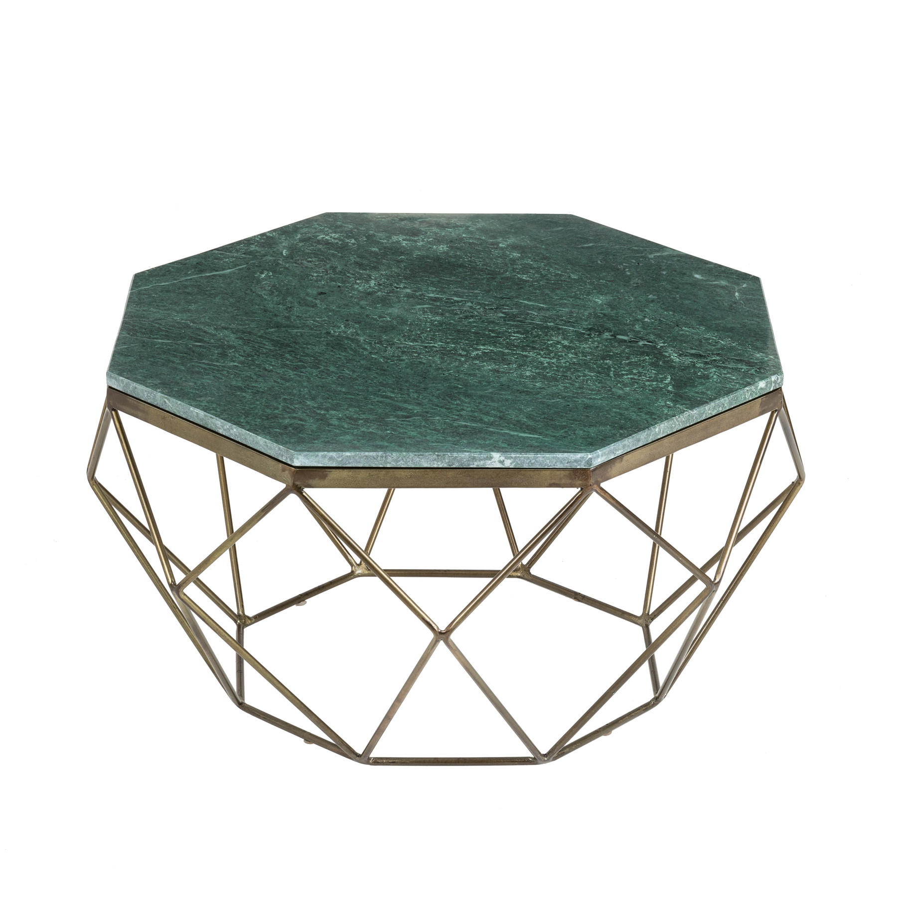 COUCHTISCH DIAMOND Eisen|Marmor rechteckig Grün 70cm - Braun/Grün, Stein/Metall (70/70/38cm) - riess-ambiente