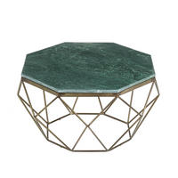 COUCHTISCH DIAMOND Eisen|Marmor rechteckig Grün 70cm - Braun/Grün, Stein/Metall (70/70/38cm) - riess-ambiente