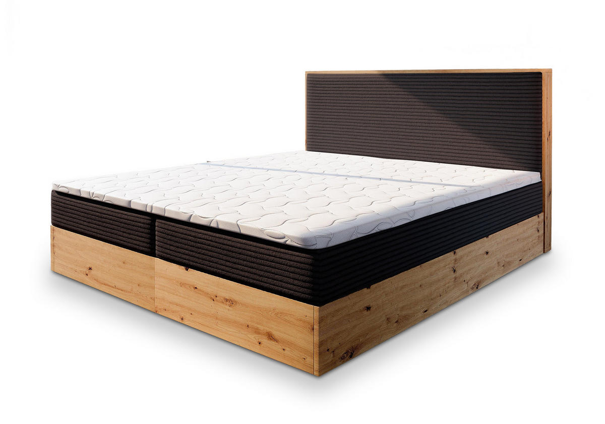 POSTEL BOXSPRING VERDON 160x200 cm, s matrací a úložným prostorem, hnědá - hnědá, kompozitní dřevo/textil (160/200cm) - MASSENO