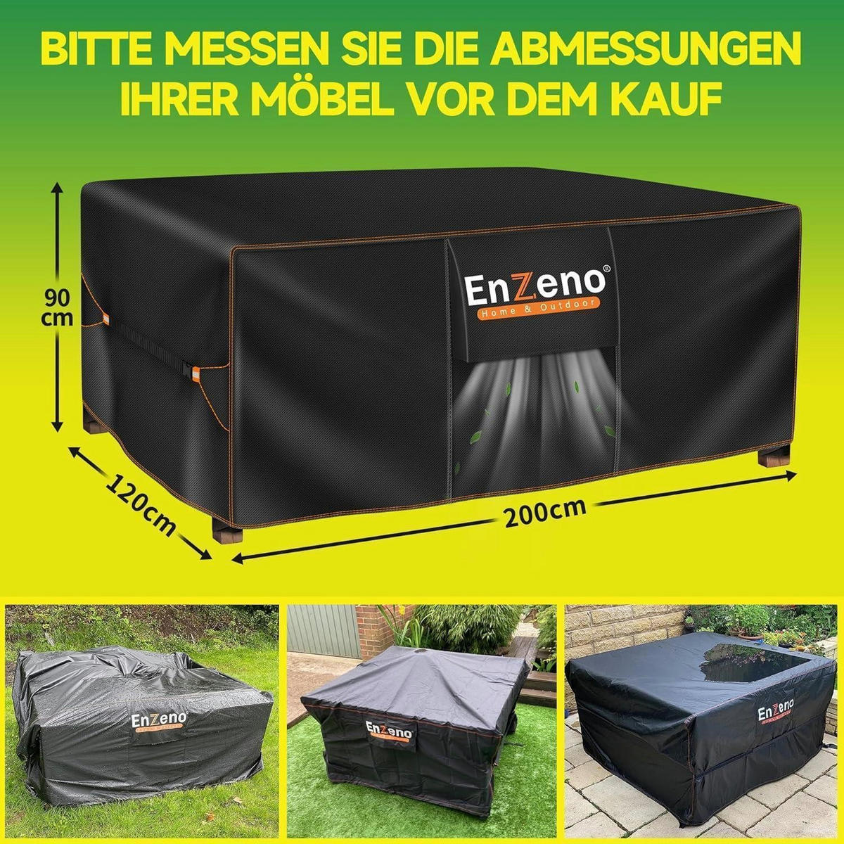 ABDECKHAUBE Gartenmöbel Rechteckig 220x120x74cm Wasserdicht - Schwarz, Kunststoff (74/120/220cm)