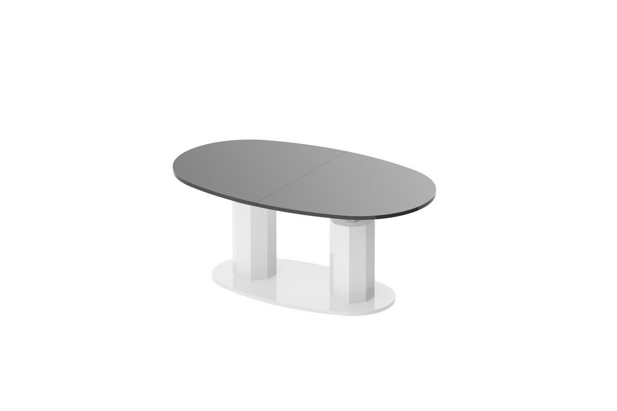 COUCHTISCH Grau Weiß Hochglanz oval ausziehbar höhenverstellbar - Weiß Hochglanz/Grau, Holzwerkstoff (80/130/54cm) - designimpex