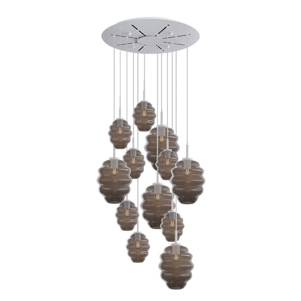 GALERIELEUCHTE Echos 12-flammig Rauch Ø 18/25cm - Anthrazit/Weiß, Glas (18/18/20cm) - s.luce