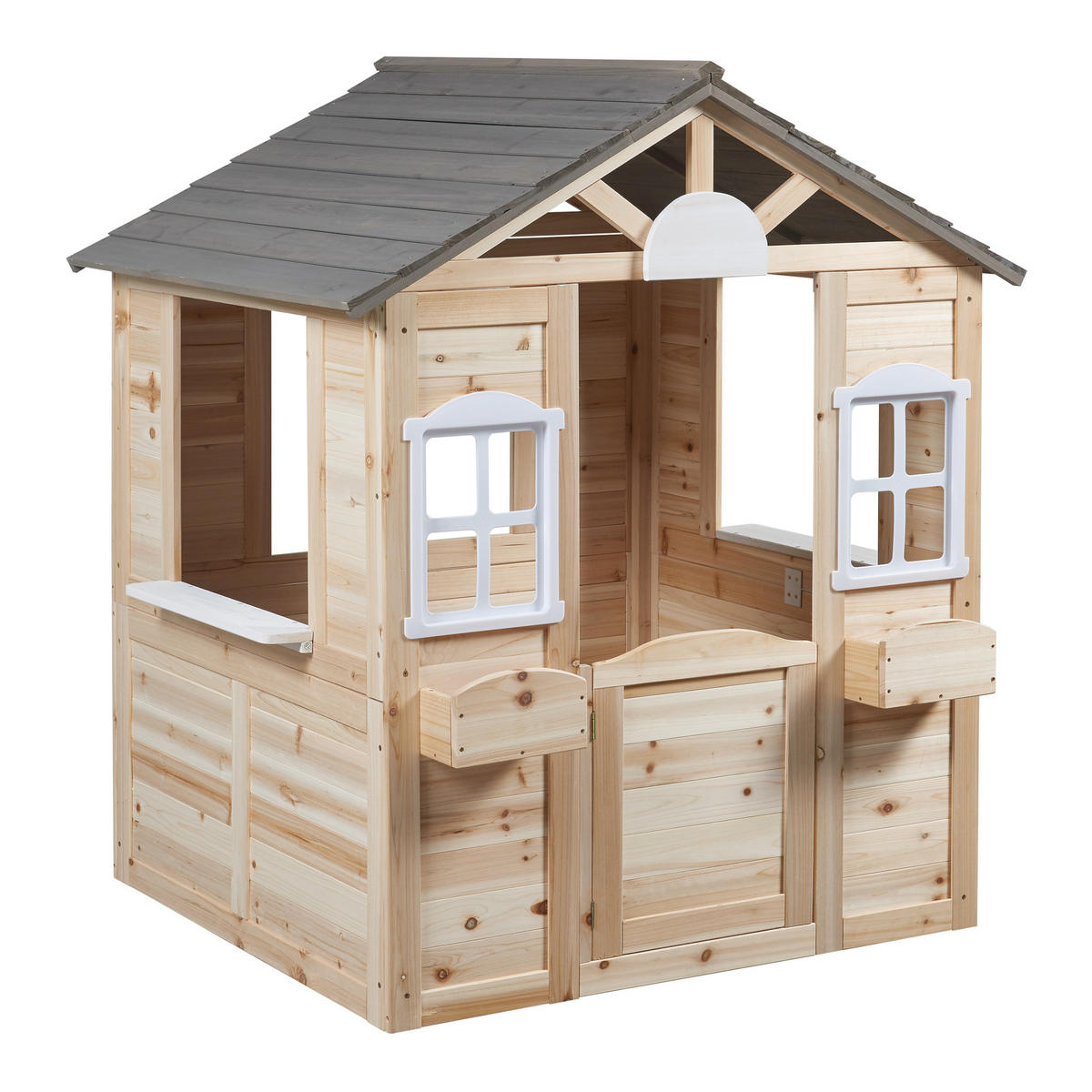 GARTENSPIELHAUS Acciano - Naturfarben/Grau, Holz (113/131/97cm) - casa.pro