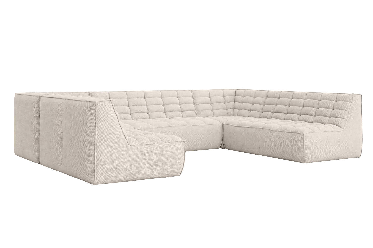 ECKSOFA U XL Modulares U-Form, Plüschstoff Pop, Beige, LAZY U XL - Beige, Holz (346/253cm) - Kaiser Möbel