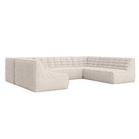 ROHOVÁ SEDAČKA U XL modulární ve tvaru U, plyšová tkanina Pop, Béžová, LAZY U XL - béžová, dřevo (346/76/253cm) - Kaiser Möbel
