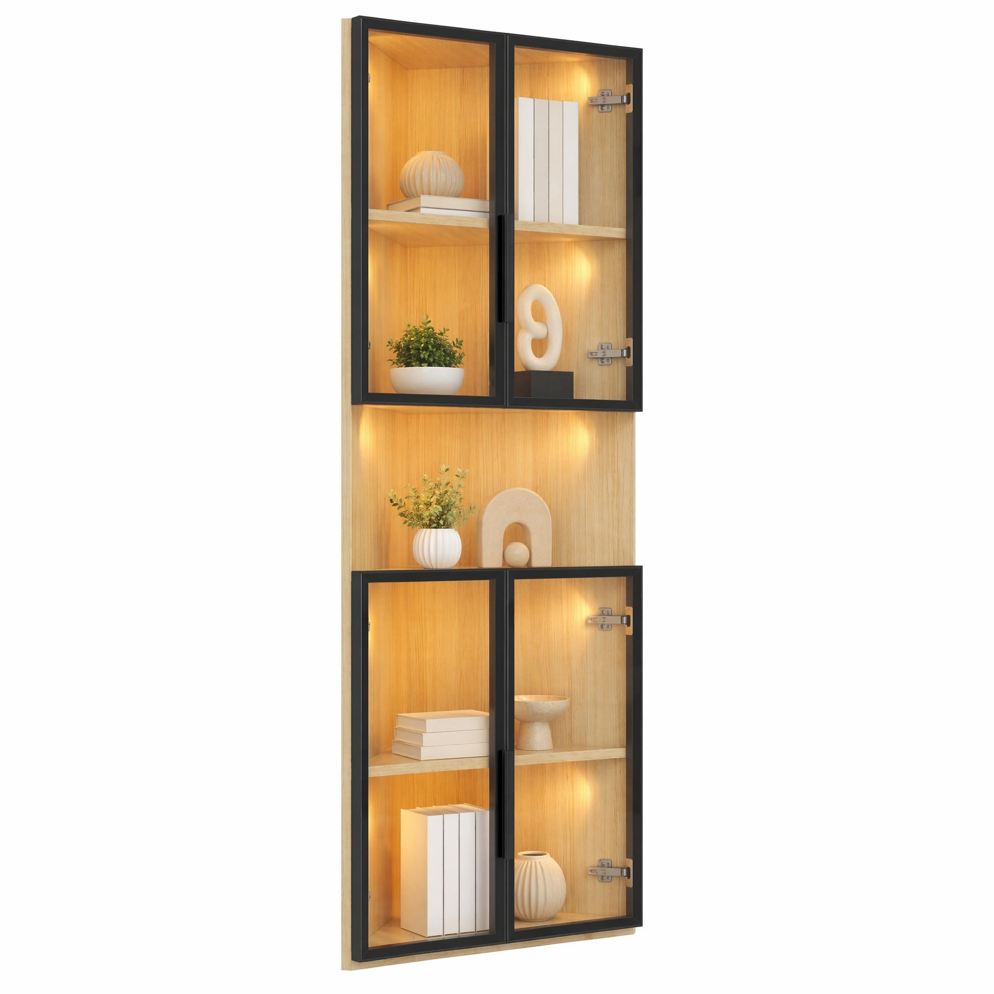 VITRINE mit LED-Beleuchtung 62x32x160 cm MDF Eichenoptik - Braun, Holzwerkstoff (32/160/62cm) - Beauniv