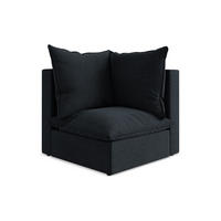 SOFAELEMENT Samt Stoff Blau - Blau/Schwarz, Holzwerkstoff/Kunststoff (90/77/90cm) - Makamii