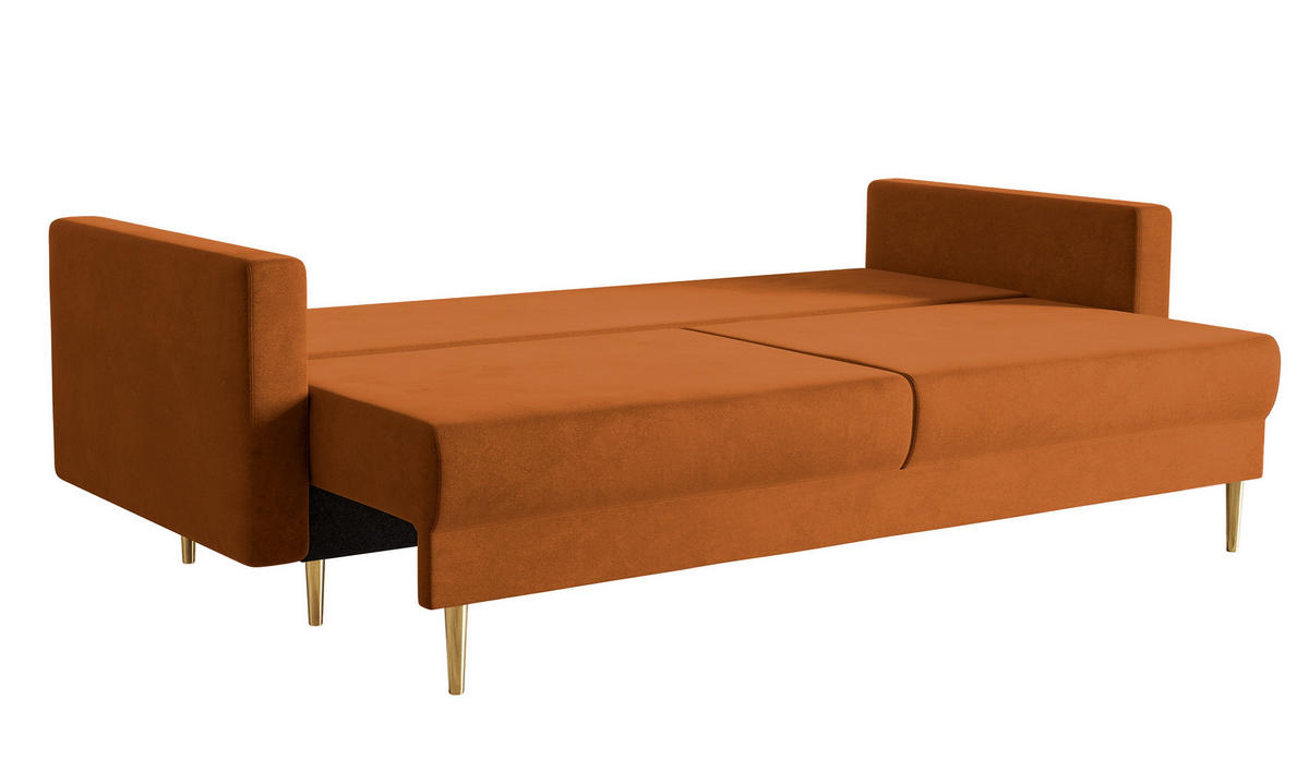 SCHLAFSOFA Valico Kupferbraun hydrophober Samt - Goldfarben/Kupferfarben, Textil/Metall (230/90/97cm) - Selsey