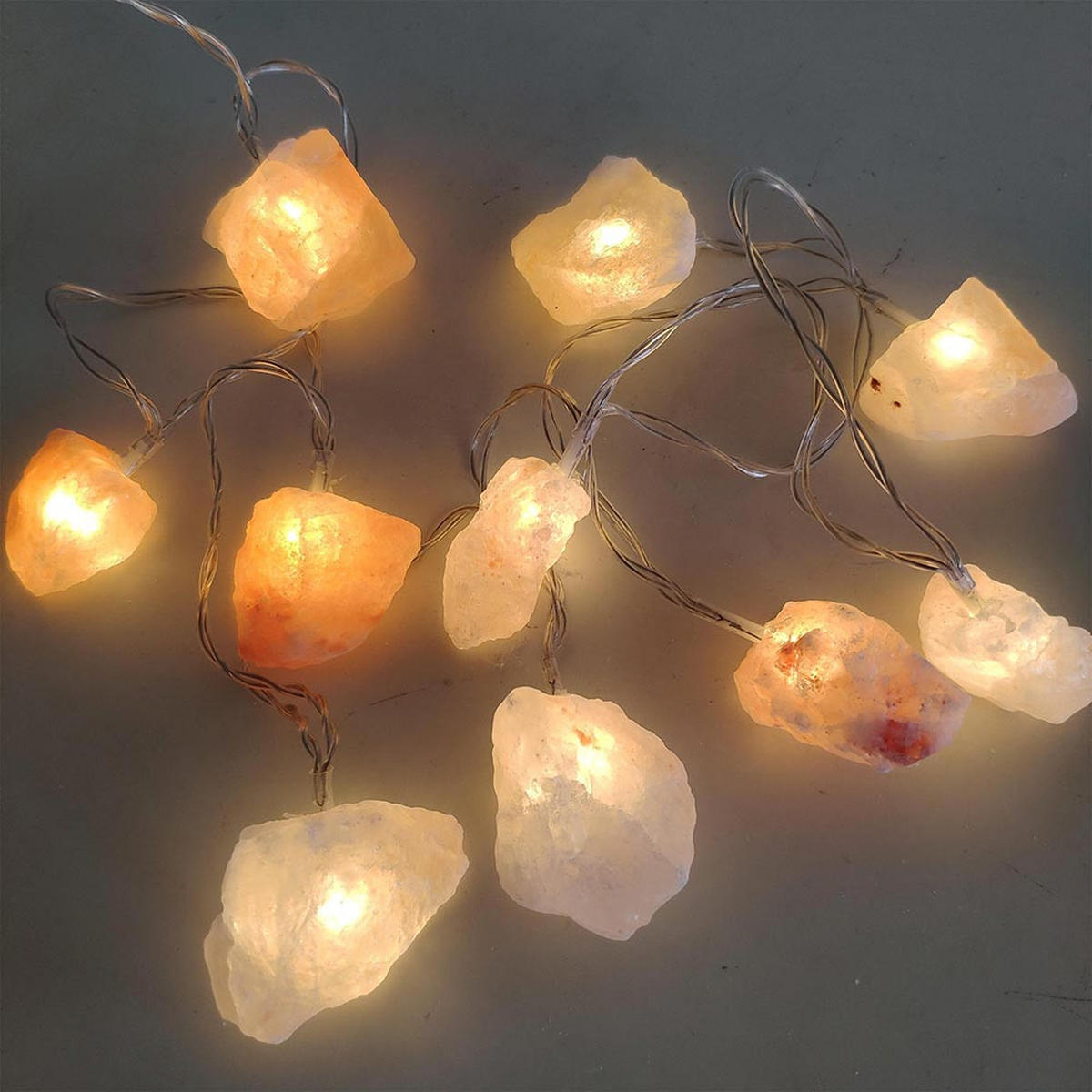 LED LICHTERKETTE Salzkristalle Rosa - Rosa, Kunststoff (165/4/4cm) - Globo Lighting