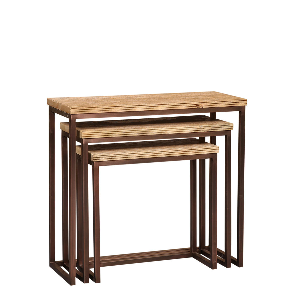 BEISTELLTISCH Zoah Braun 70/29/65cm 3er-Set - Braun, Metall (70/29/65cm) - PTMD Collection