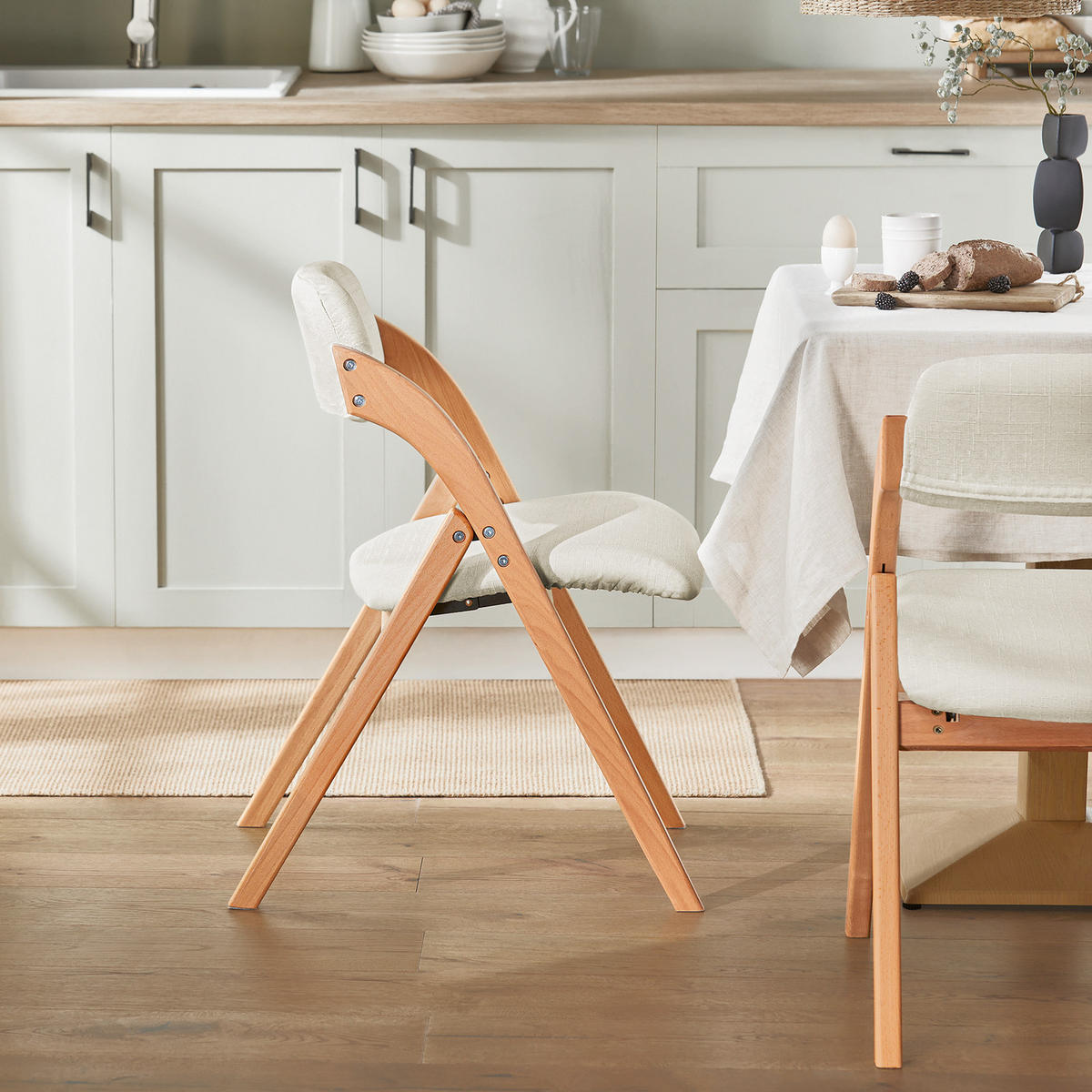 FALTSTUHL mit gepolsterter Sitzfläche FST92-Wx4 - Ahornfarben, Fell (41.5/77/47.5cm) - SoBuy