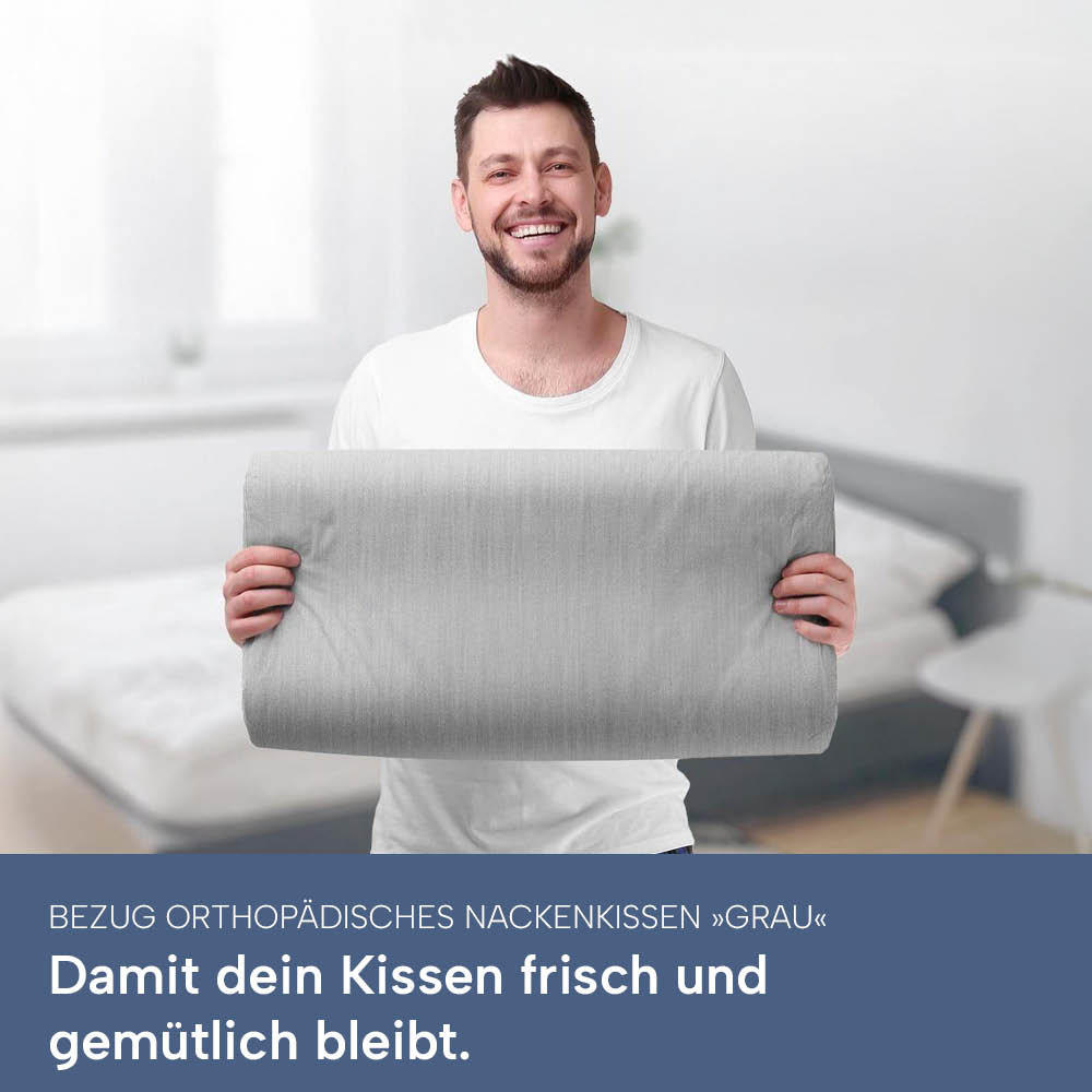 KISSENBEZUG für orthopädisches Nackenkissen, DOPPELPACK Grau 60x30 cm - Grau, Textil (30/60cm) - casimum