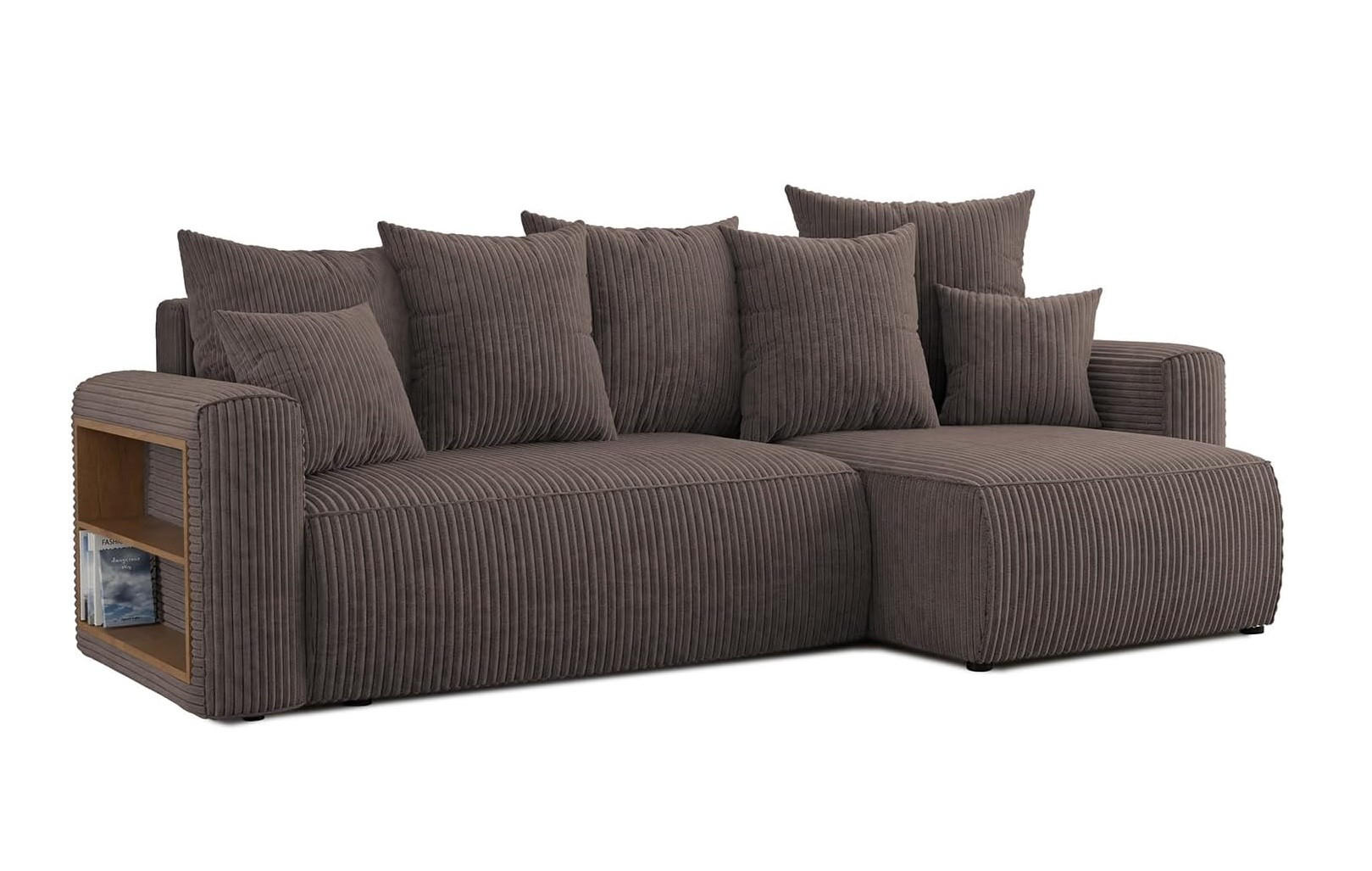 ECKSOFA SOLARIS L - Blau/Braun, Holzwerkstoff (238/142cm) - Meblini