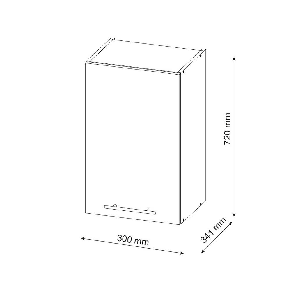Thumbnail - Vicco Hängeschrank, Weiß Hochglanz, Honigeiche, Holzwerkstoff, 3 Fächer, Rechteckig, 30x72x34.1 cm, Küchen, Küchenmöbel,...